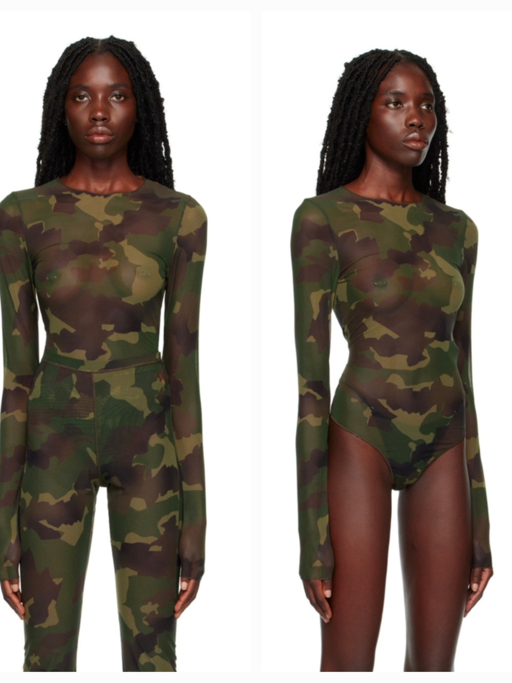 HERON PRESTON Khaki Camo Bodysuit Size XXS NWT